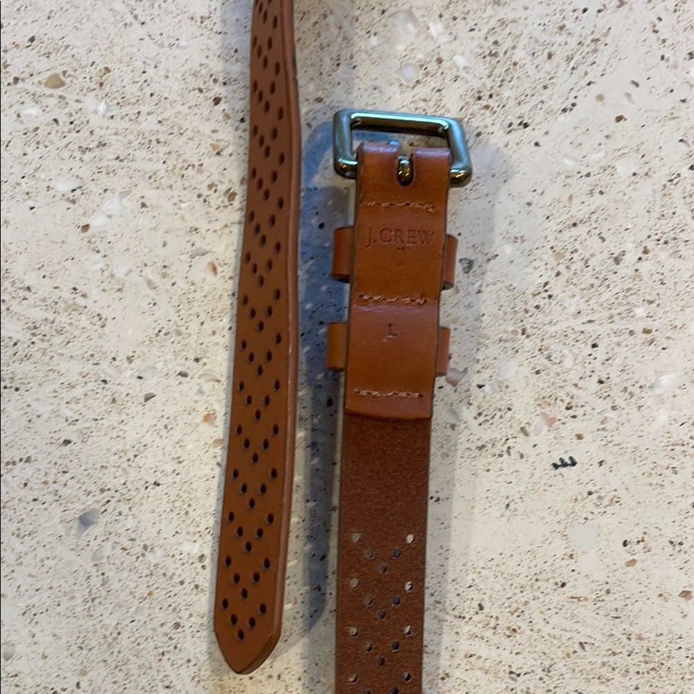J Crew Perforated Brown Leather Belt - Picture 3 of 6